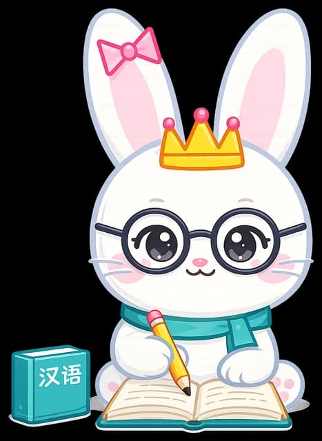 Thỏ Hani ngồi học viết chữ Hán